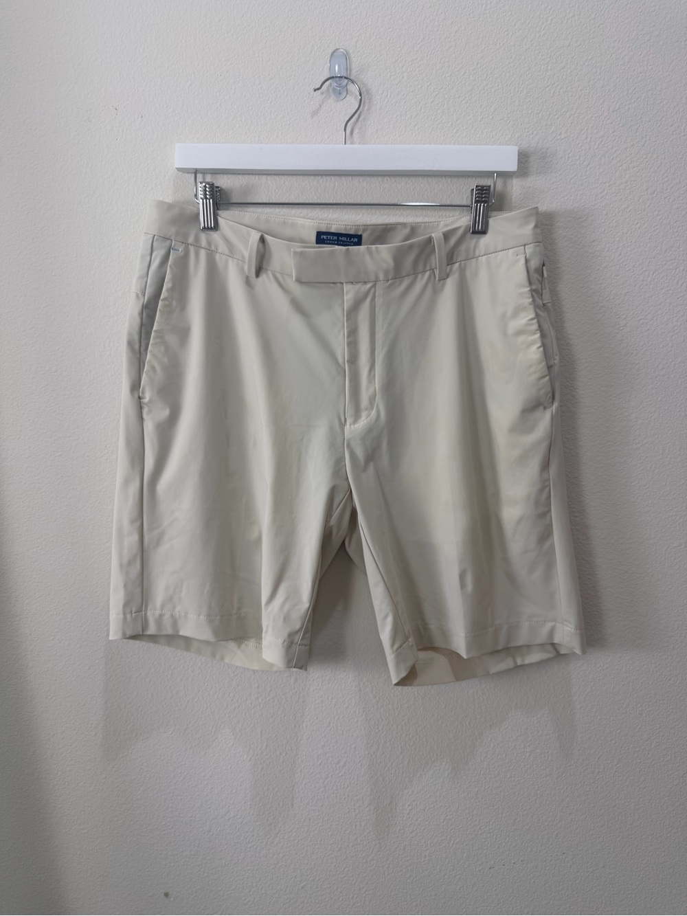 Peter Millar Crown Crafted Bingham Performance Shorts Men’s 34 Beige 8” Inseam